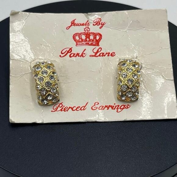 Park Lane Vintage Genuine Austrian Crystal 1/2 Hoop Pierced EarringsMade USA